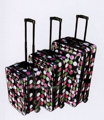Fashion Luggage 3 Piece Set- Collection B Polka Dot(Black/Pink/Green/White)