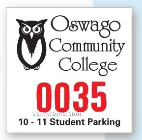 Numbered Square Vinyl Outside Parking Permit (3