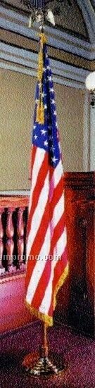 Nylon Taffeta Indoor Usa Flag Mounted Sets W/ 7' Standard Oak Pole