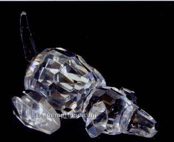 Optic Crystal Crouching Dog Figurine