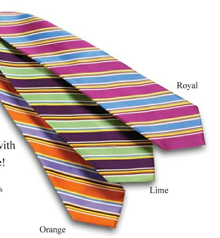 Wolfmark Somerset Stripes Polyester Tie - Orange