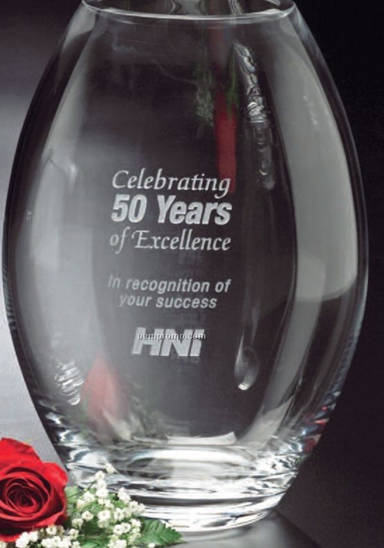Clear Crystal Barrel Vase Award (10 1/2