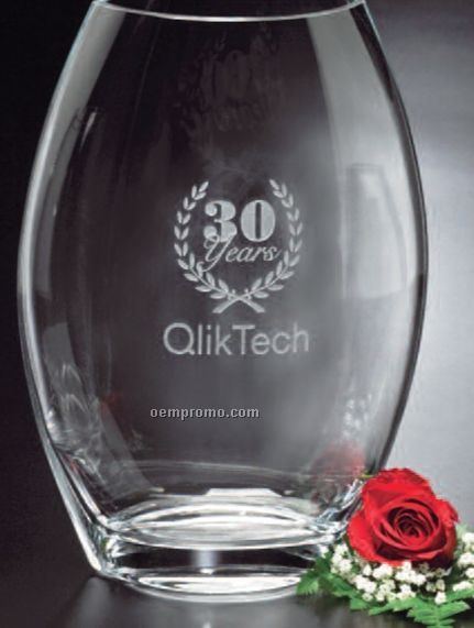 Clear Crystal Oval Vase Award (12")