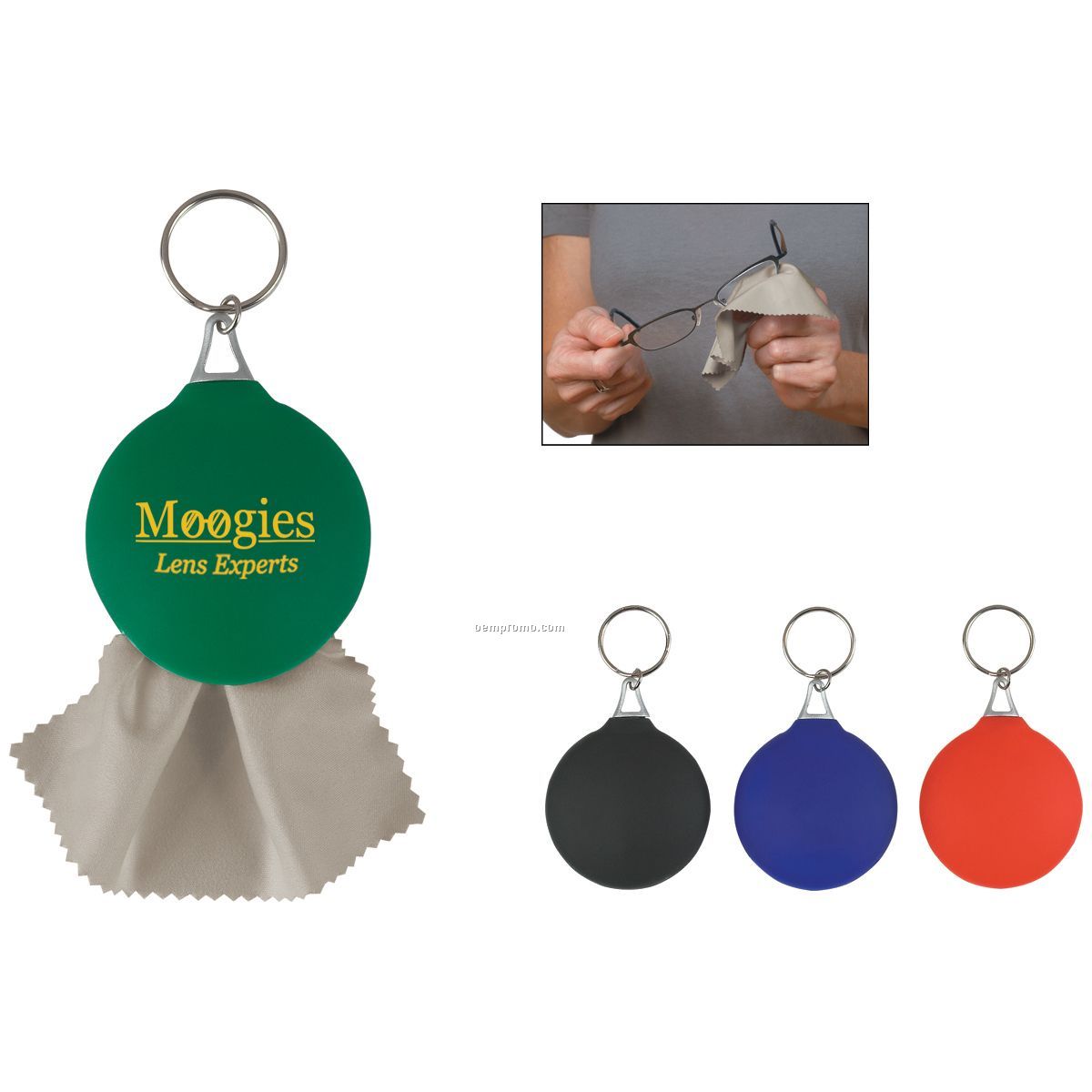 Rubber Keychain W/ Microfiber Cleaning Cloth