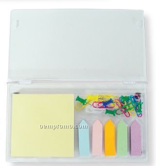 Sticky Note & Flag Set W/Paper Clips & Tacks (Printed)
