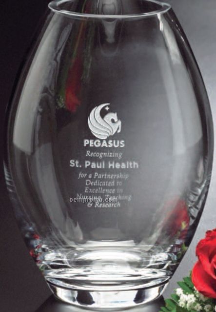 Clear Crystal Barrel Vase Award (8 1/2")