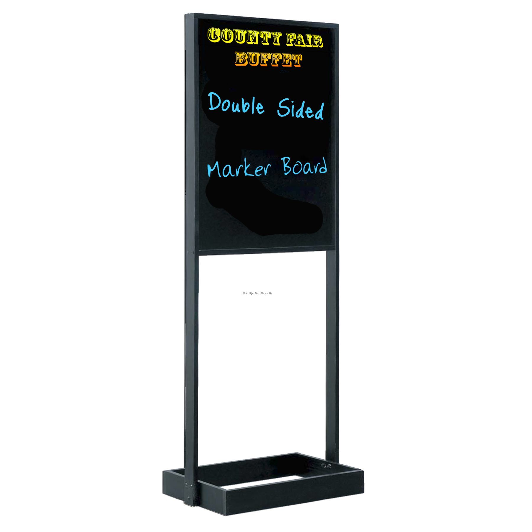 Double Faced Write-on Board W/ Black Floor Stand (25"X63")