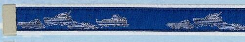 Embroidered Pattern Belt With Adjustable Leather Tip (Power Boats)