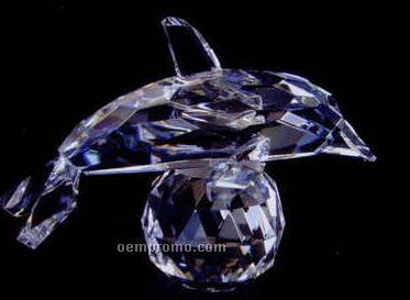 Optic Crystal Dolphin Figurine W/ Ball