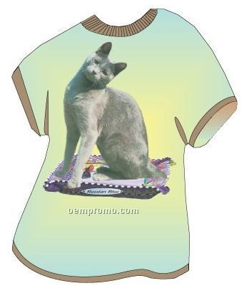 Russian Blue Cat T Shirt Acrylic Coaster W/ Felt Back