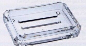 Clear Acrylic Faceted Rectangle Soap Dish
