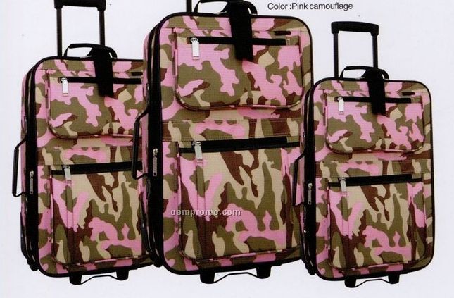 3 Piece Pink Camouflage Lady's Fashion Luggage