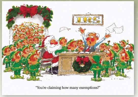 Elves Exempt Industry Specific Holiday Card W/ Lined Envelope