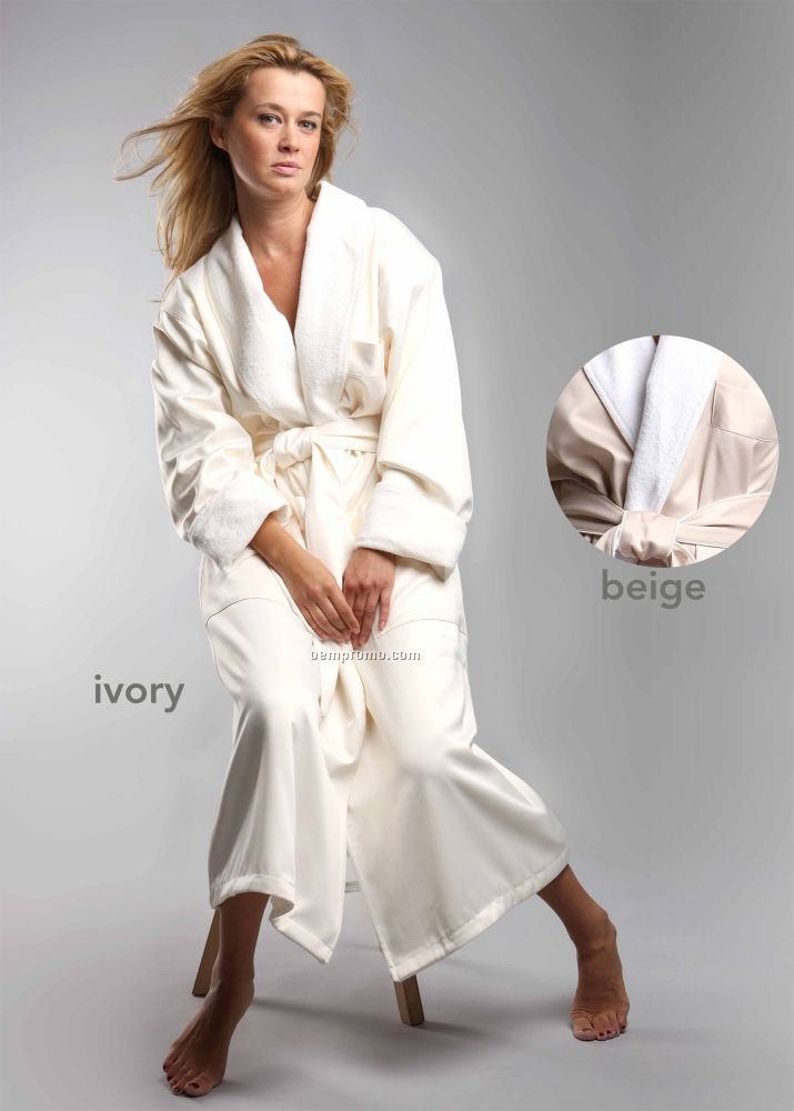 Satin Ultra Lux Microfiber Outside / Poly Knit Terry Inside Shawl Robe