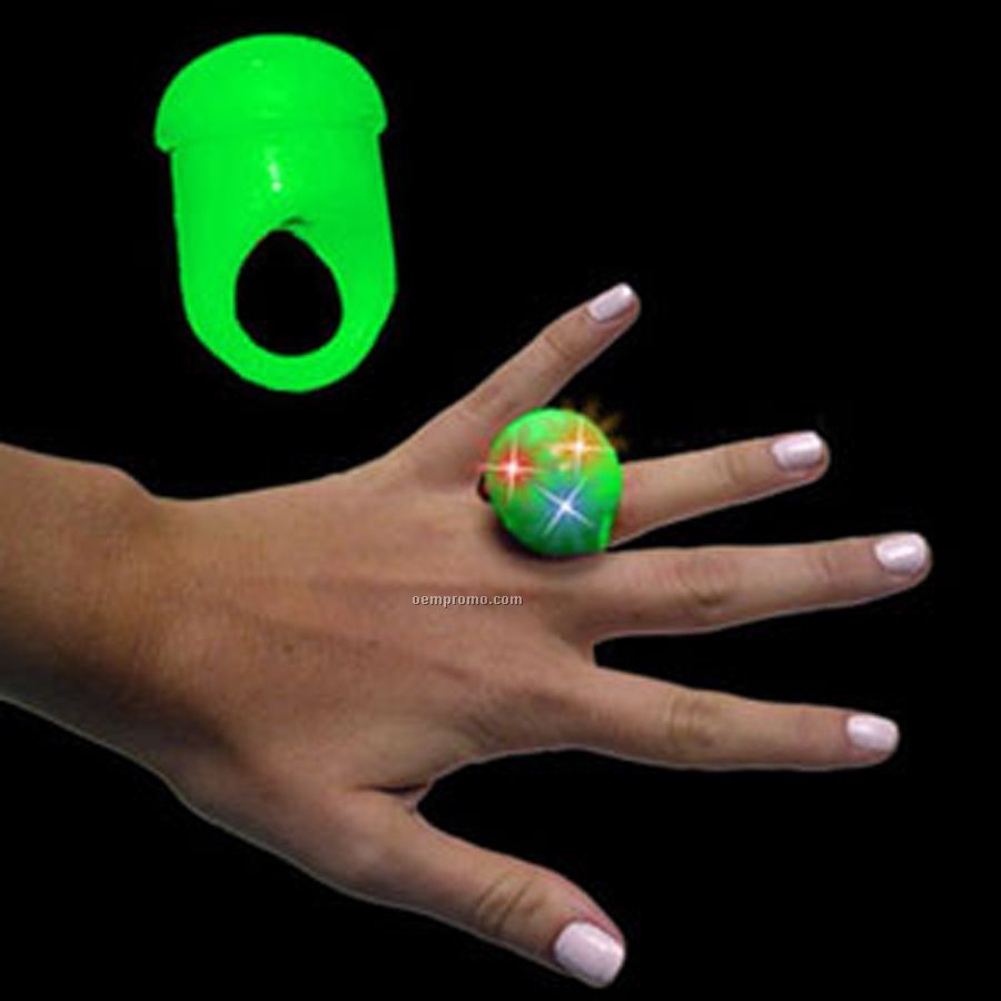 Green Light Up Jelly Ring With Flashing Leds