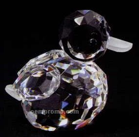 Optic Crystal Duck Figurine W/ Frosted Beak