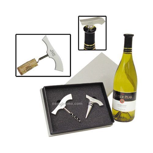 Aluminum Corkscrew & Wine Stopper Gift Set