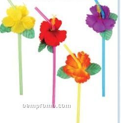 Straws W/ Flowers - Assorted (12 Pack)