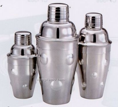 3 Piece Stainless Steel Convex Cocktail Shaker W/ Spots (18 Oz.)