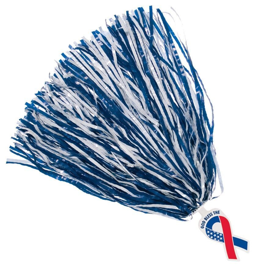 750-streamer Pom Poms With Mascot Handle - Awareness Ribbon