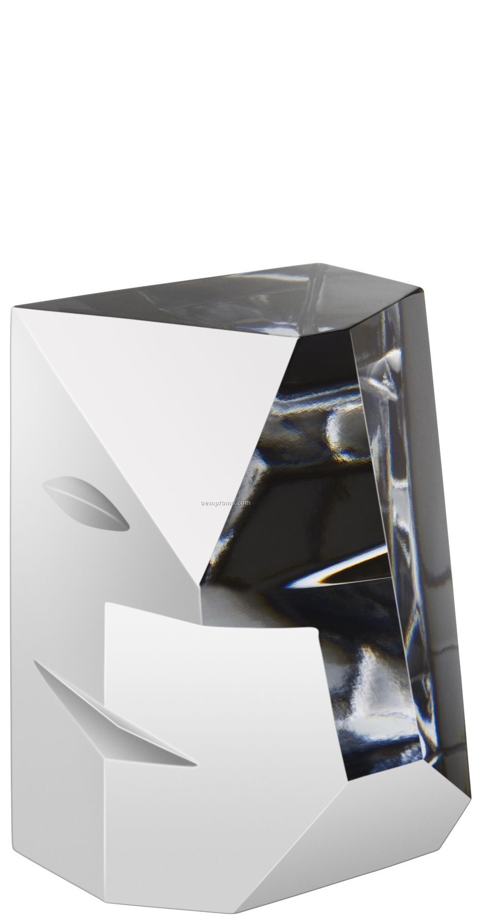 Cubic Geometric Crystal Sculpture W/ Face (4 3/4