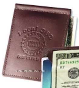 Single Money Clip W/ Window And Card Pocket - Top Grain Cowhide Leather