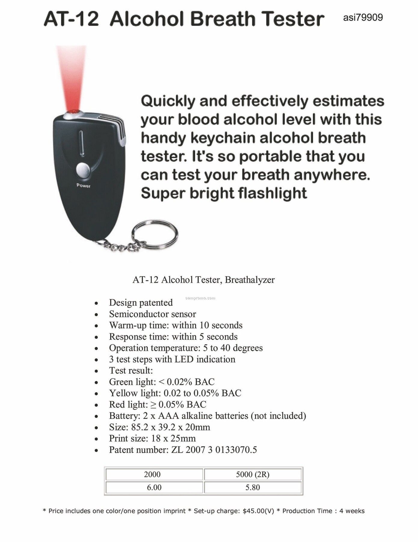Alcohol Breath Tester With Keychain
