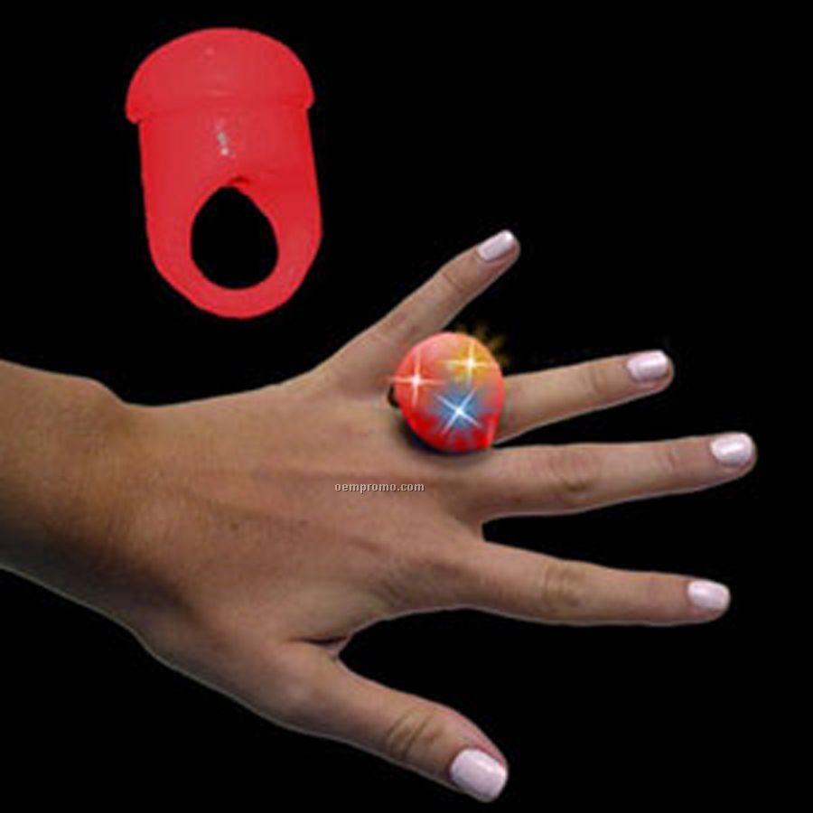Red Light Up Jelly Ring With Flashing Leds
