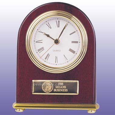 Rosewood Clock With G/P Accent - Arch Style