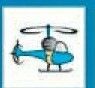 Stock Temporary Tattoo - Blue Chopper/ Helicopter (2"X2")