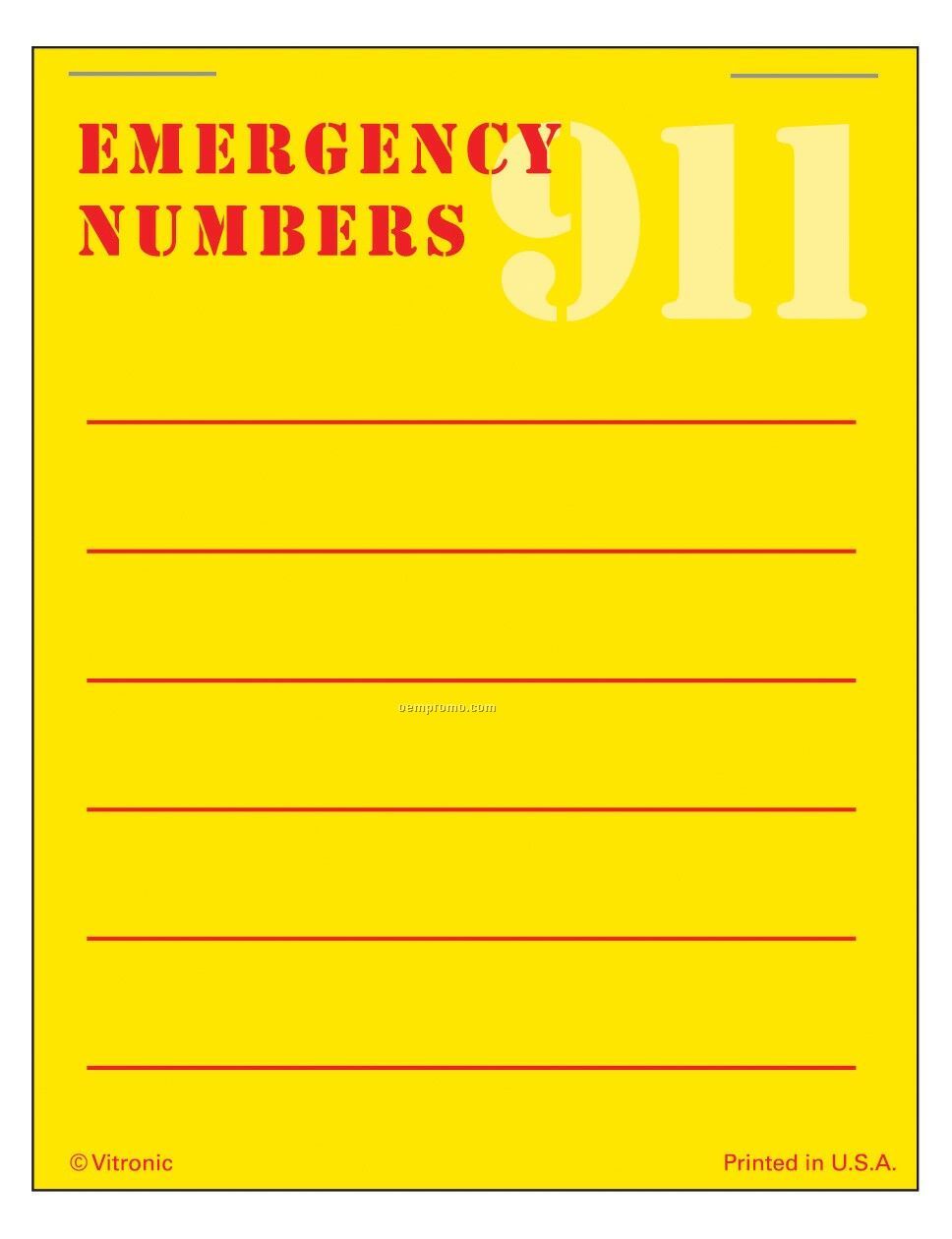 Super Size Emergency Number List Press-n-stick Calendar Pad (After 8/1/11)