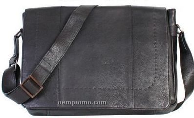 Black Pebbled Calf Leather Workbag / Computer Bag