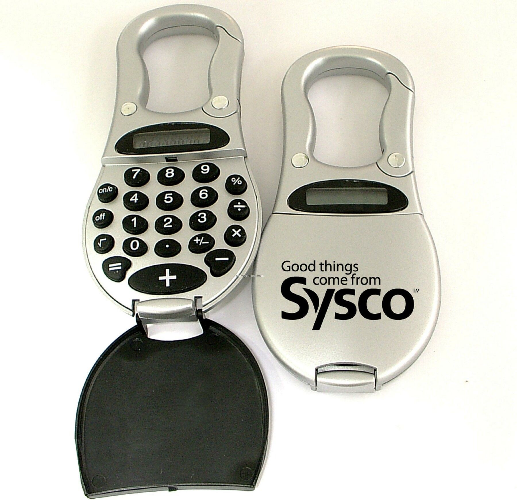 Carabiner Key Chain With 8 Digit Calculator. Large Flip Cover Lid Is An Ide