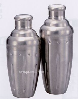 Festive 3 Piece Stainless Steel Cocktail Shaker W/ Grooves & Dots (26 Oz.)