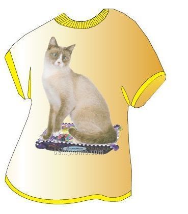 Snowshoe Cat T Shirt Acrylic Coaster W/ Felt Back