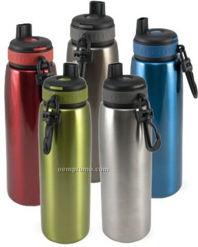 24 Oz. Stainless Quench Bottle With Push Button Sip Lid And Black Carbineer