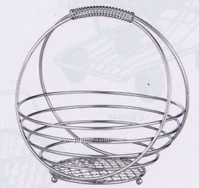 Chrome Plated Round Globe Wire Basket With Handle