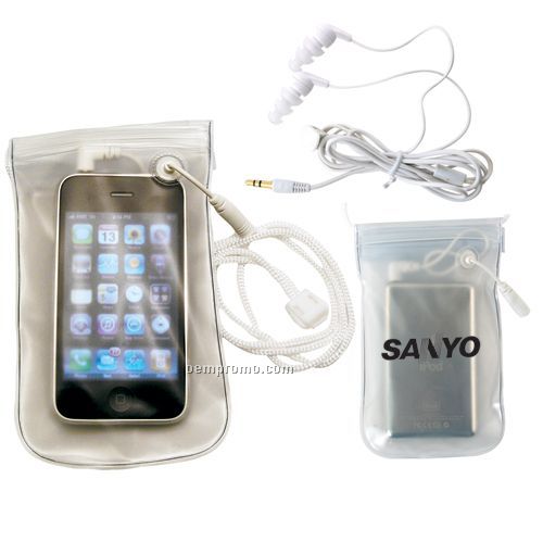 Mp3/ Ipod Waterproof Case With Water Resistant Earbuds