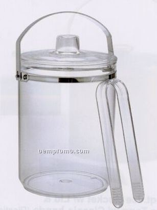 Round Acrylic Ice Bucket With Lid & Ice Tong (1.75 Quart)