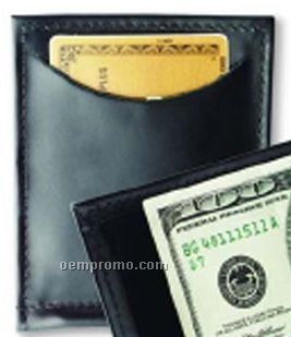 Single Money Clip W/ Outside Pockets - Top Grain Cowhide Leather