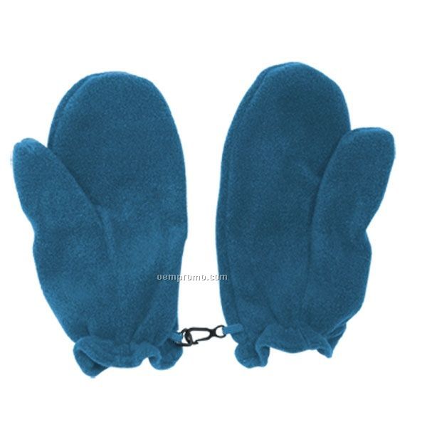 100% Polyester Youth Polar Premium Fleece Mitts With Hooks (One Size)