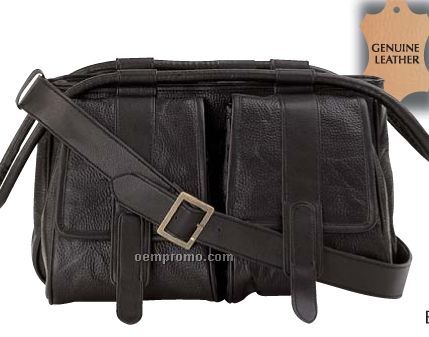 Embassy Black Hand-sewn Pebble Grain Genuine Leather Purse