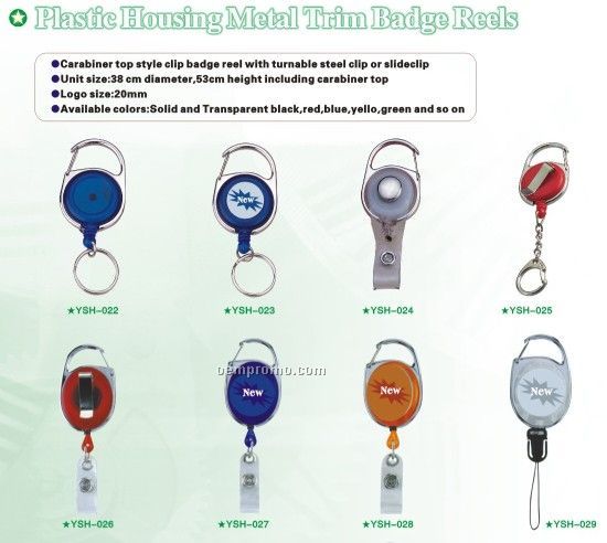 Plastic Housing Metal Trim Badge Reels