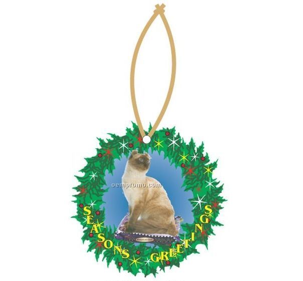 American Curl Cat Executive Wreath Ornament W/ Mirrored Back(4 Square Inch)