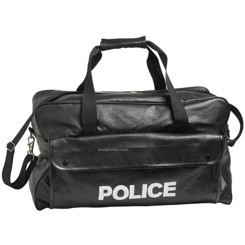Police Pebble Grain Genuine Solid Leather Duffle Bag