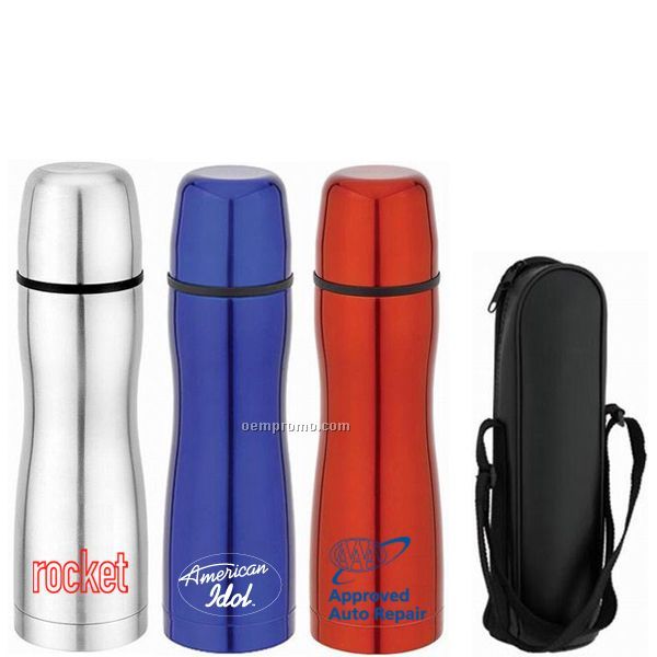 16 Oz. Stainless Steel Thermal Bottle With Push Button, Pour Spout