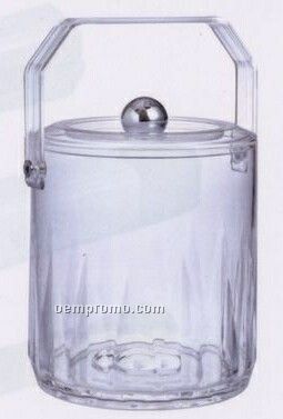 3 Quart Diamond Line Acrylic Ice Bucket With Round Knob & Angled Handle