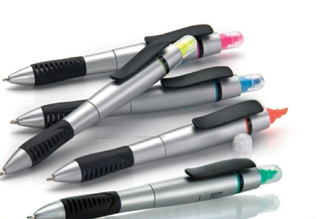 Astro Plastic Twist Action Ballpoint Pen & Highlighter Combo