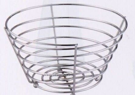 Chrome Plated Wire Swirled Basket W/ Round Feet