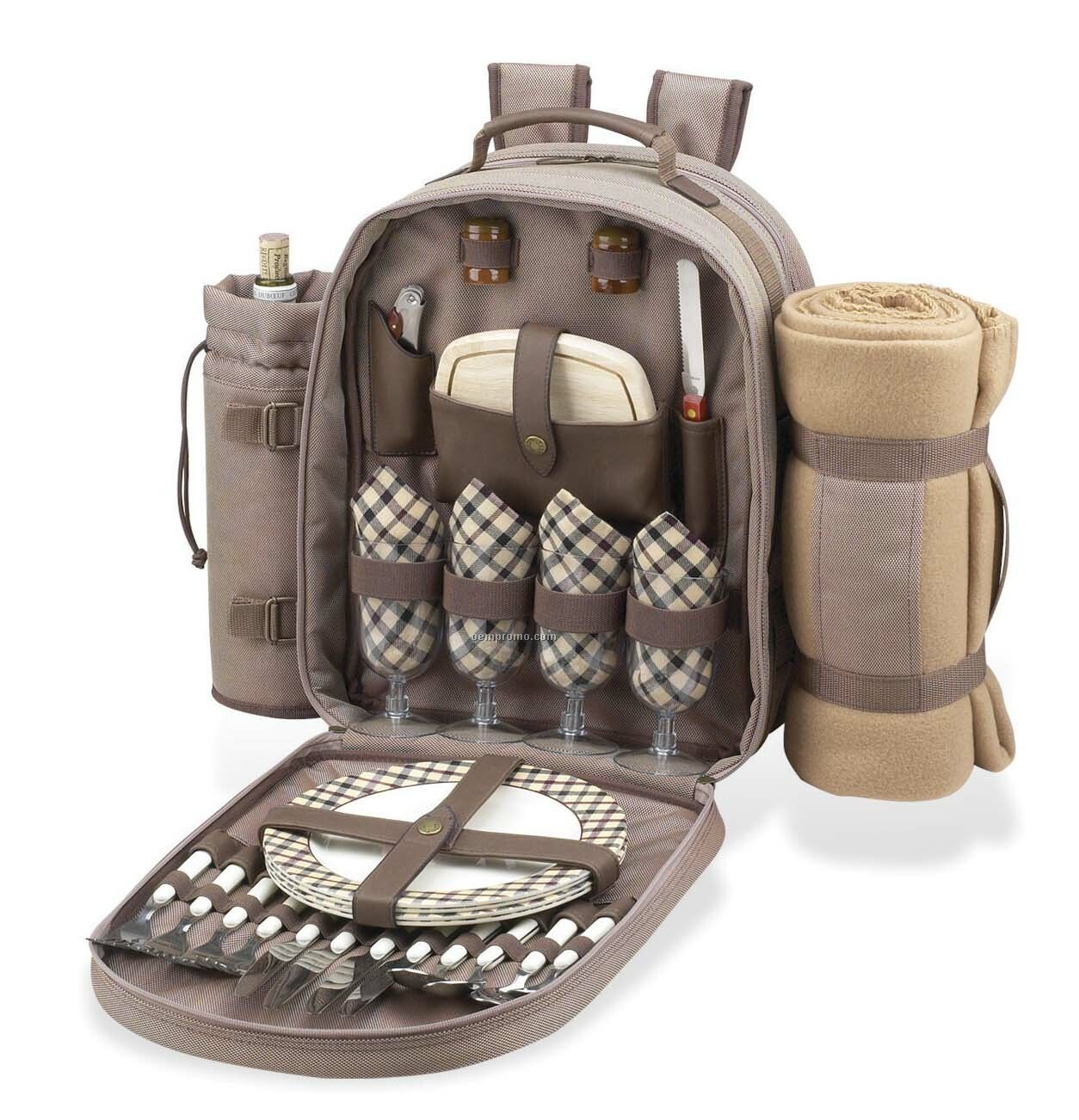 New Hudson Picnic Backpack With Blanket For Four